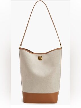 Altuzarra Large Canvas North South Leather Bucket Hobo Bag $1295